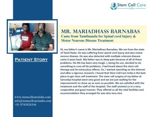Mr. Mariadhass Barnabas Came From Tamilnandu For Spinal Cord Injury & Motor Neurone Disease Treatment