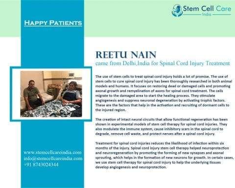 Reetu Nain Came From Delhi, India for Spinal Cord Injury Treatment
