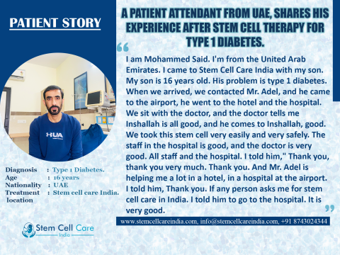 A patient attendant from uae, Shares his experience after stem cell therapy for type 1 diabetes