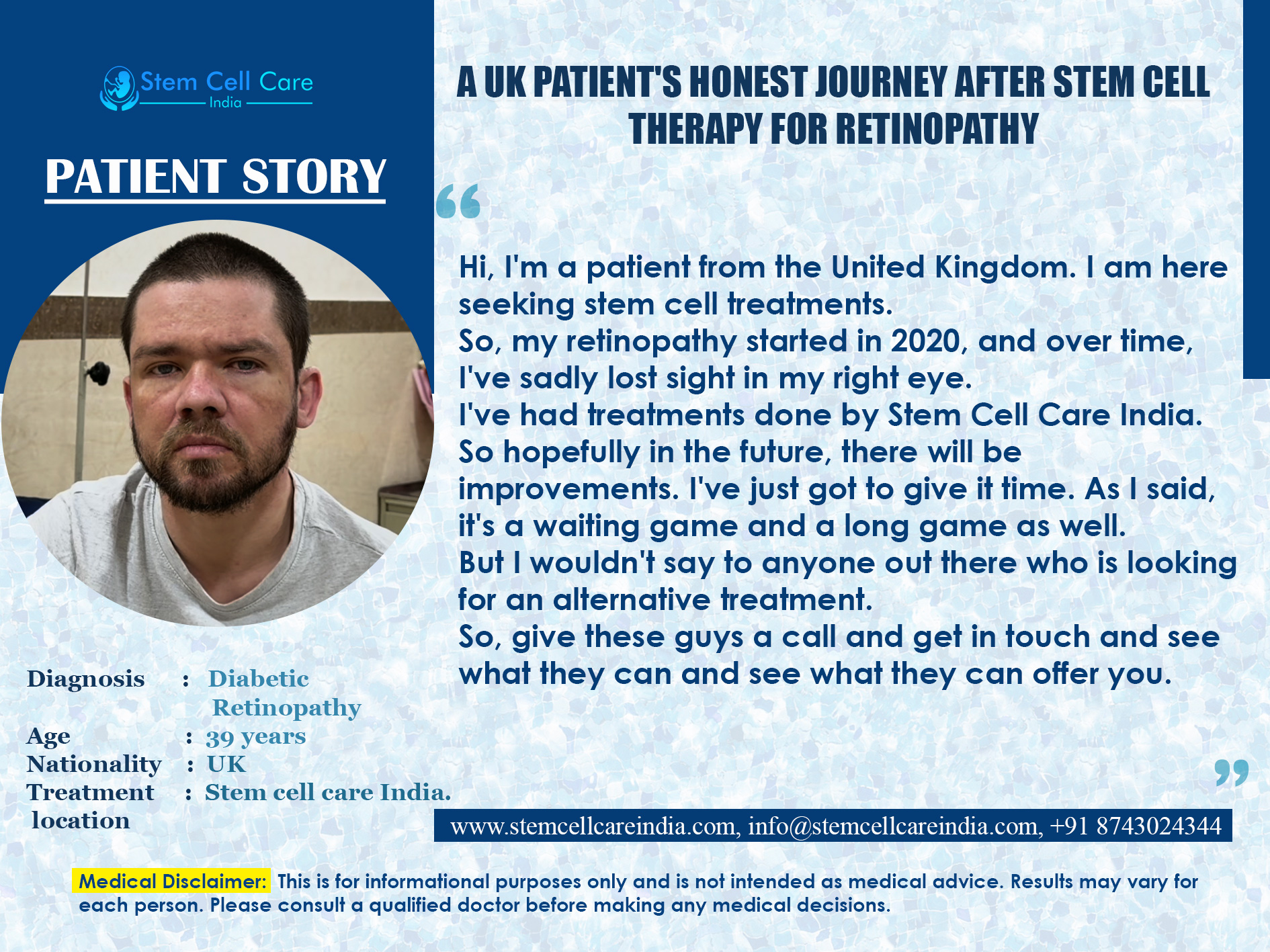 UK Patient’s – Stem Cell Therapy for Retinopathy