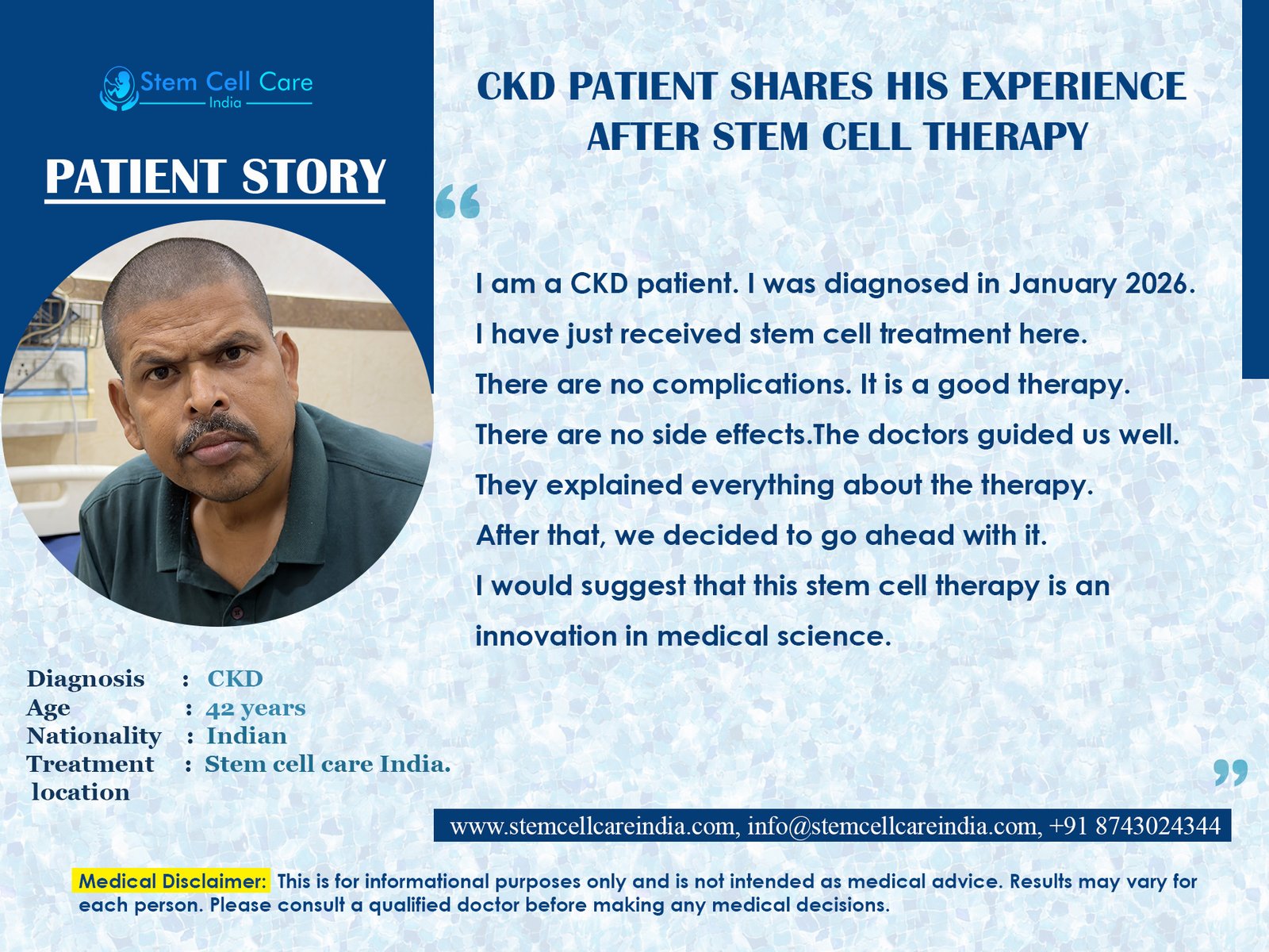 CKD Patient Shares His Experience After Stem Cell Therapy
